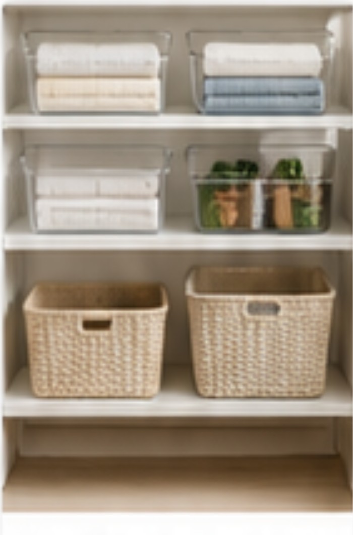 Small space storage bins and organizers